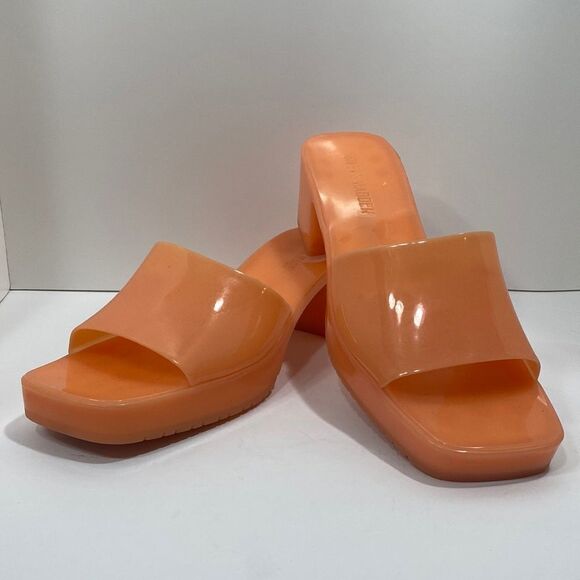 Steve Madden Harlin Womens SquareToe Slip On Orange Sandals - Picture 1 of 14